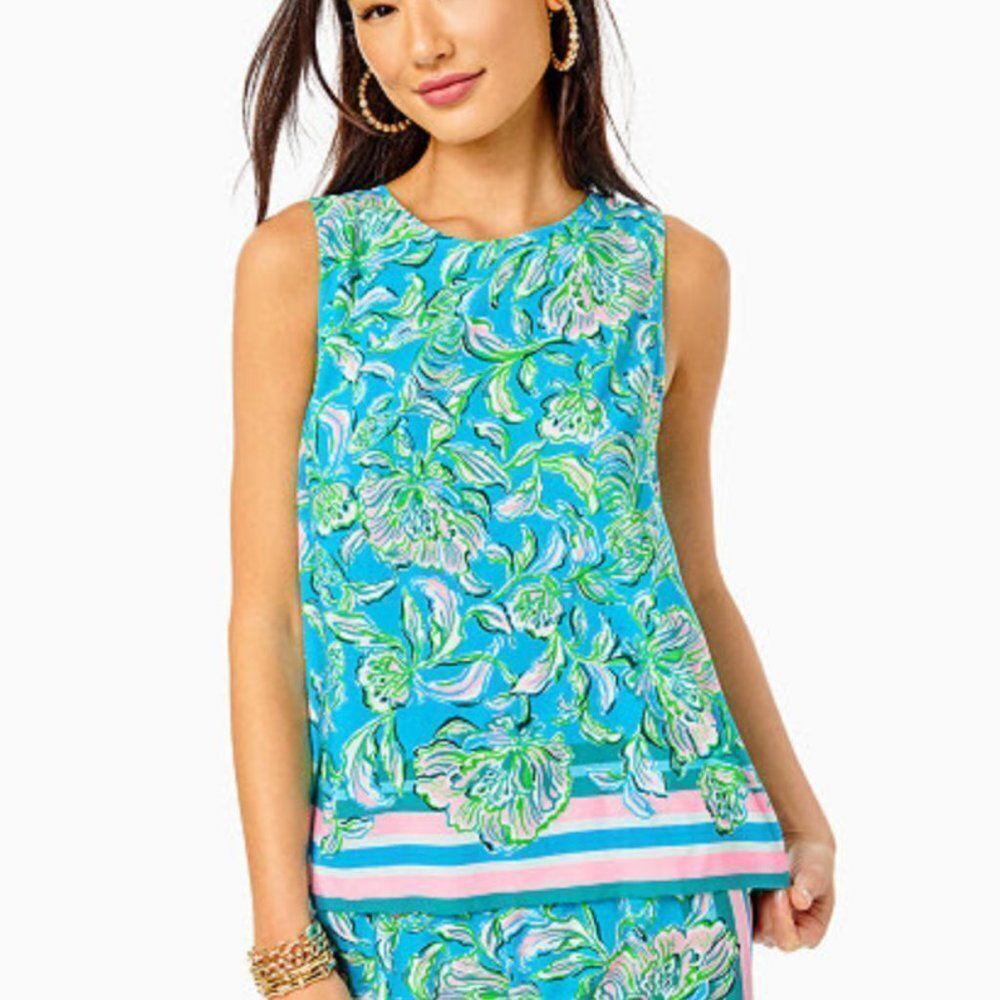 Iona Sleeveless Top Cumulus Blue Chick Magnet Engineered Woven